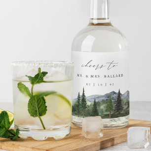 Timberline   Hochzeit des Wasserfarbenwaldes Alkoholflaschenetikett