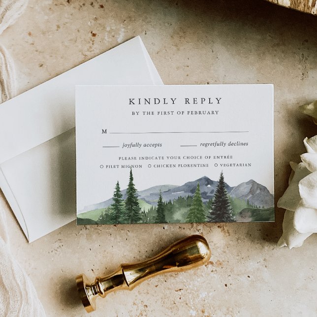 Timberline | Rustikale Hochzeitsmahlzeit RSVP Karte (Von Creator hochgeladen)