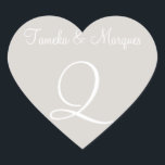 Timberwolf Anpassbare Monogramm-Hochzeit Herz-Aufkleber<br><div class="desc">Custom Wedding Monogram Invitation Umschlag Aufkleber - Hochzeitsplaner fragen sich im Allgemeinen: Wie viel Siegel braucht man für ein Monogramm? Diese eleganten und personalisierbaren Wedding Monogram Siegel sind genau das Richtige für Hochzeitsmonogramme und zusätzliche Hochzeitsauflagen. - Essentials für Hochzeitsmonate - individuell anpassbare Monogramme für Hochzeitsmonogramme und -namen</div>