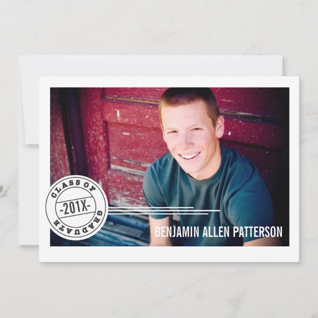 Timbre moderne Photo Faire-part de la fête de grad (Devant)