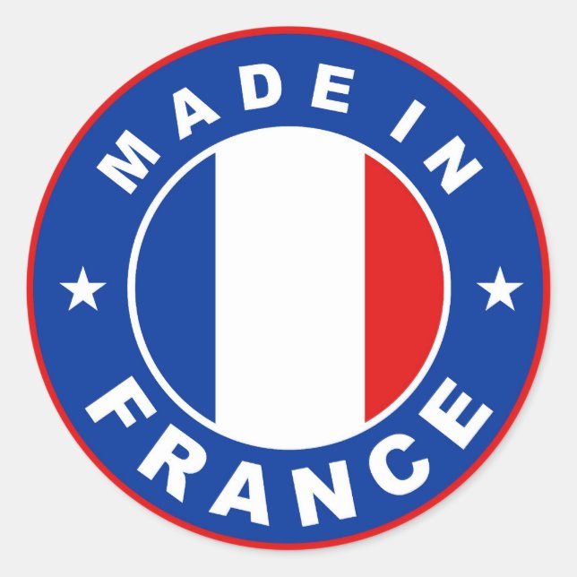 timbre rond étiquette du drapeau de la france (Devant)
