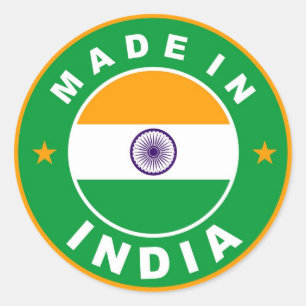 timbre rond étiquette du drapeau indien