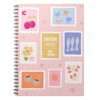 Timbres de journal de gratitude rose mignon coquet