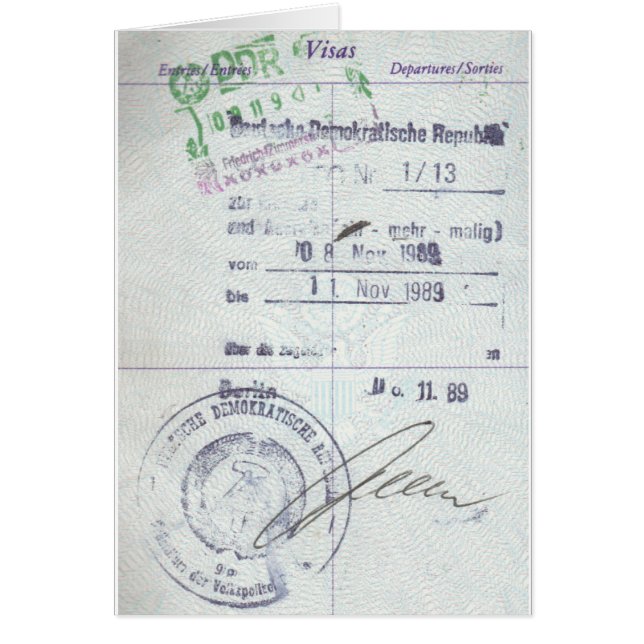 Timbres de visa et d'entrée d'Allemagne de l'Est (Devant)