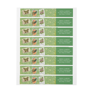 Timbres Papillon Enveloppent des Étiquettes d'Adre