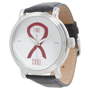 Time 2 Heilung Burgund Awareness Ribbon Wrist Watc Armbanduhr