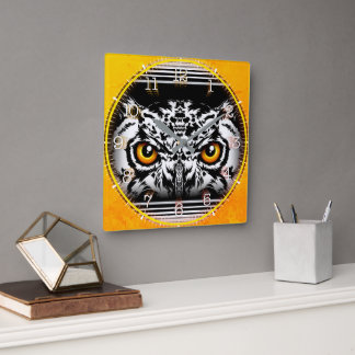 Time and illustrated art on your wall. quadratische wanduhr