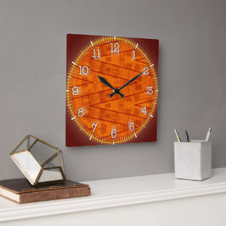 Time and illustrated art on your wall. quadratische wanduhr