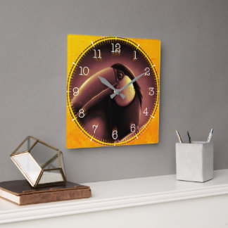 Time and illustrated art on your wall. quadratische wanduhr