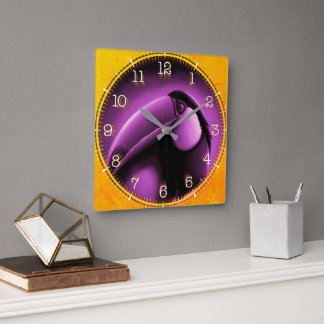 Time and illustrated art on your wall. quadratische wanduhr
