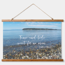 Time and Tide Geoffrey Chaucer Zitat Seascape Wandteppich Mit Holzrahmen