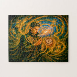 Time-bending mage in enchanted oil painting