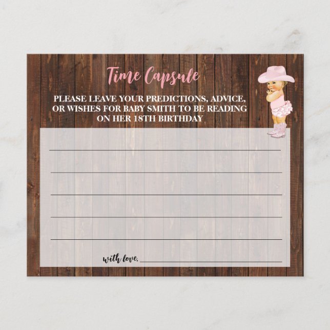 Time Capsul Advice for Baby Cowgirl Shower Card Flyer (Vorne)