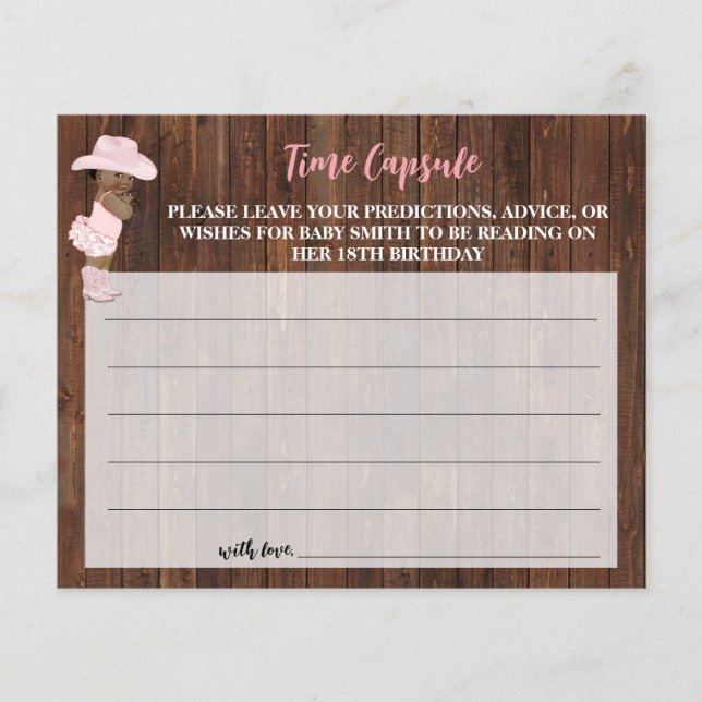 Time Capsul Advice for Baby Cowgirl Shower Card Flyer (Vorne)