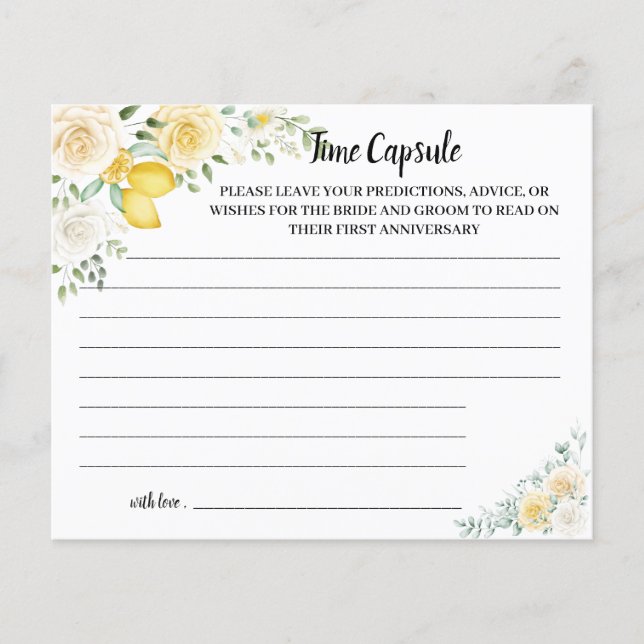 Time Capsul Advice Lemon & Rose Brautparty Card Flyer (Vorne)