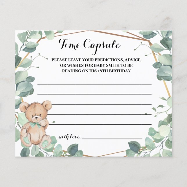 Time Capsule Advice Baby Shower Bear Greenerity Ca Flyer (Vorne)