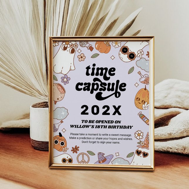 Time Capsule Groovy Spooky Halloween Birthday Poster (Von Creator hochgeladen)