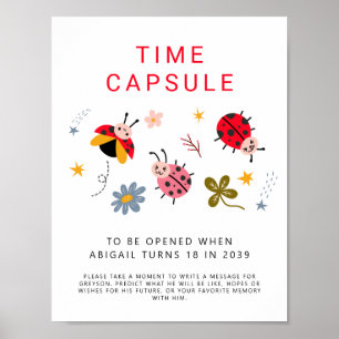 Time Capsule Sign Ladybug Geburtstagsparty Poster