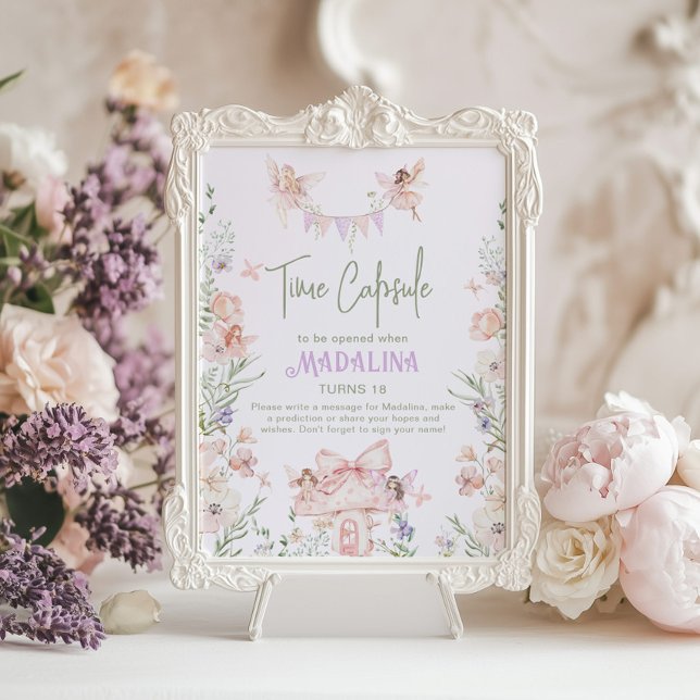 Time Capsule Whimsical garden Fairy First Birthday Poster (Von Creator hochgeladen)