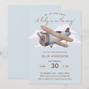 Time Flies Airplane Babydusche Einladung