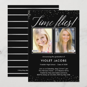 Time Flies EDITABLE COLOR Abschluss Einladung