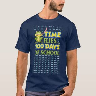 TIME FLIES Frog 100 Tage Schullehrer Kind T-Shirt