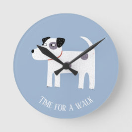 Time For A Walk Jack Russell Terrier Dog  Runde Wanduhr