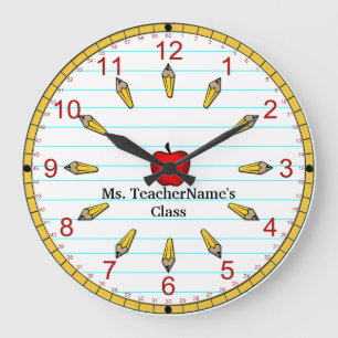 Time For Class - Numbered (Personalized) Große Wanduhr