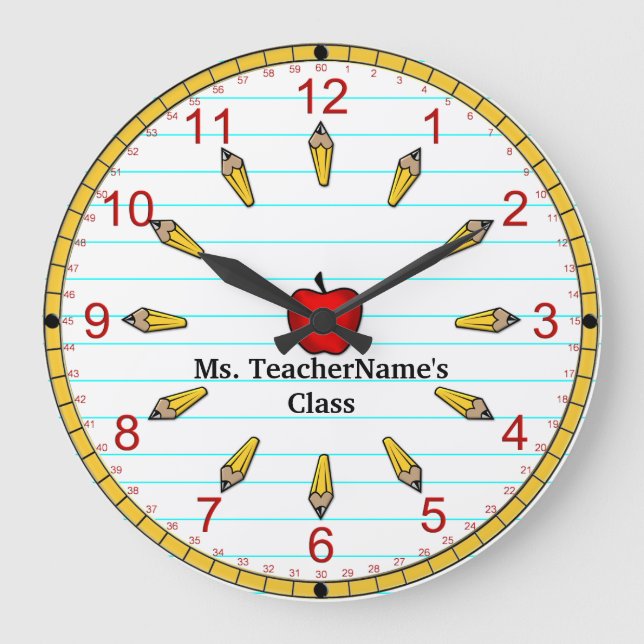 Time For Class - Numbered (Personalized) Große Wanduhr (Vorderseite)
