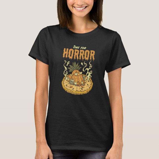 Time for Horror Halloween Hawaiian Pizza Pineapple T-Shirt (Vorderseite)