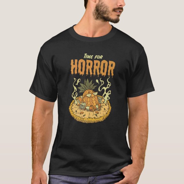 Time for Horror Halloween Hawaiian Pizza Pineapple T-Shirt (Vorderseite)