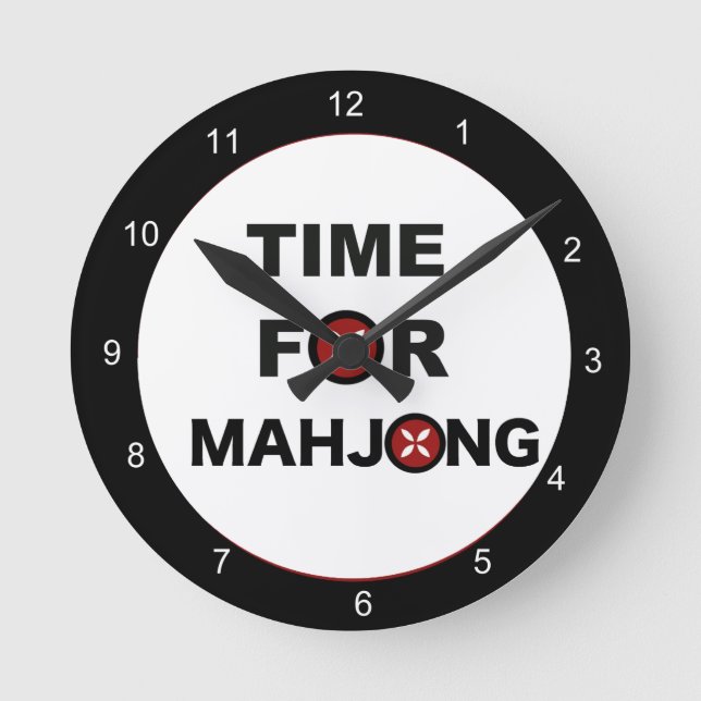 Time for Mahjong Runde Wanduhr (Vorderseite)