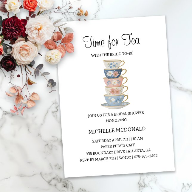 Time for Tea Floral Bridal Shower Invitation (Créateur téléchargé)