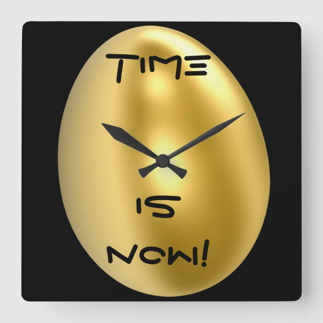 Time Is Now Chic Wall Clock! Quadratische Wanduhr (Vorderseite)