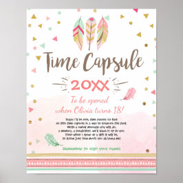 Time Kapsel Feathers Tribal Boho Girl Poster