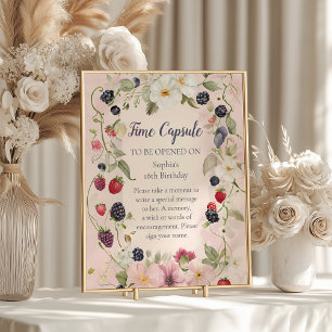 Time Kapsel Strawberry Berry Erster Geburtstag Poster