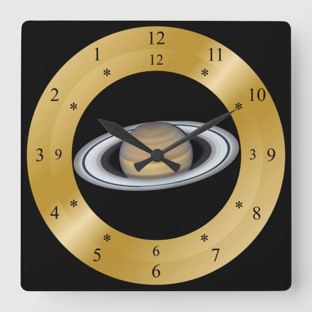 Time Machine Clock ~ Beautiful Saturn ~ Quadratische Wanduhr (Vorderseite)