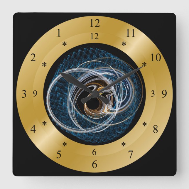 Time Machine Clock ~ Chaos Galaxy ~ Black Hole ~ I Quadratische Wanduhr (Vorderseite)