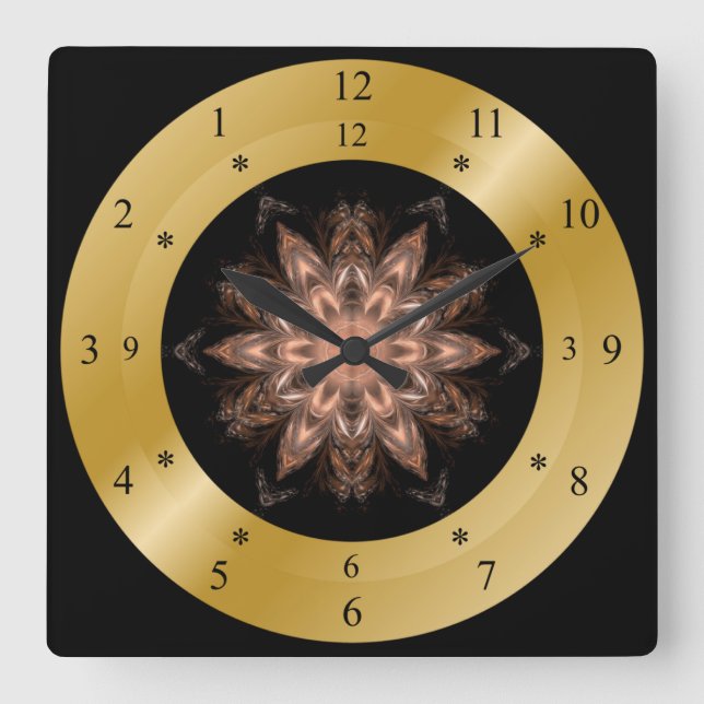 Time Machine Clock ~ Fraktal Time Warp ~ Chaos ~ Quadratische Wanduhr (Vorderseite)