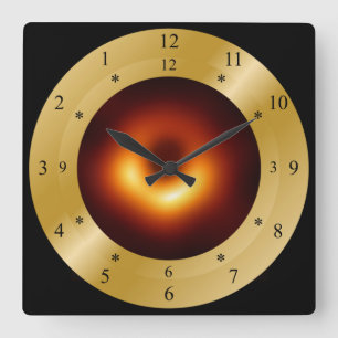 Time Machine Clock - Messier 87 Galaxy - Black Hol Quadratische Wanduhr