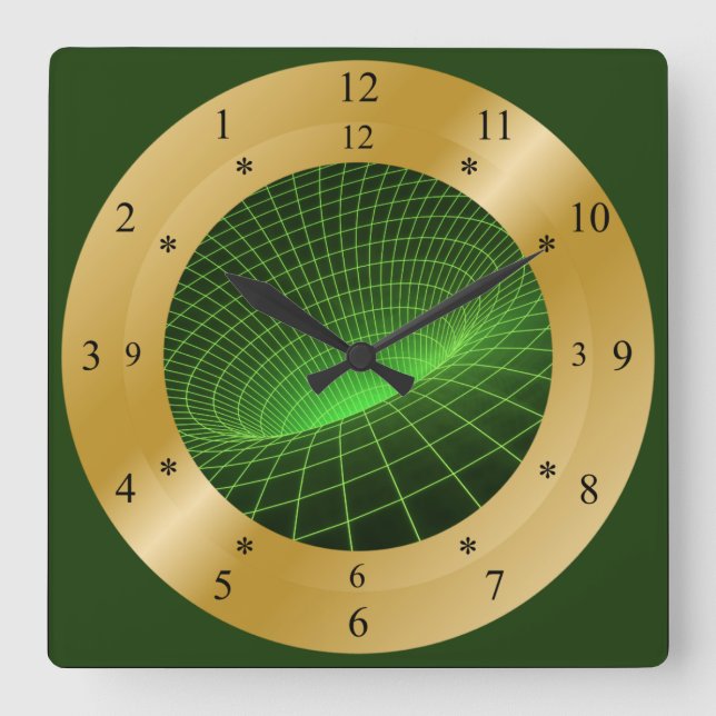 Time Machine Clock ~ Space/Time Continual ~ Quadratische Wanduhr (Vorderseite)