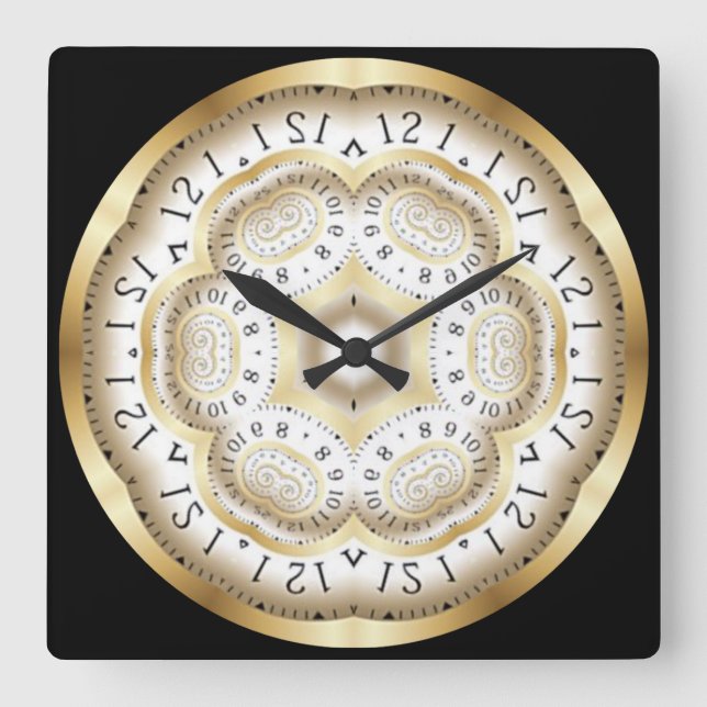 Time Machine Clock ~ Space/Time Continual ~ Quadratische Wanduhr (Vorderseite)