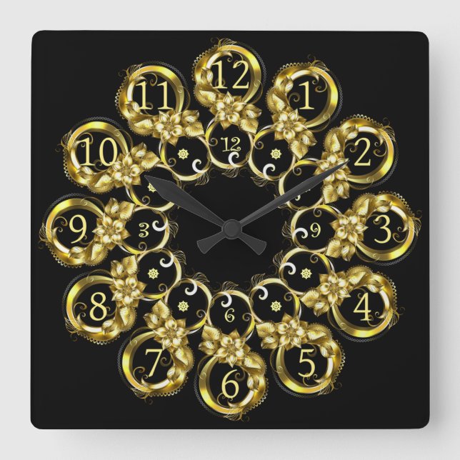 Time Machine Clock ~ Space/Time Continual ~ Quadratische Wanduhr (Vorderseite)