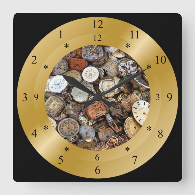Time Machine Clock ~ Space/Time Continual ~ Quadratische Wanduhr (Vorderseite)