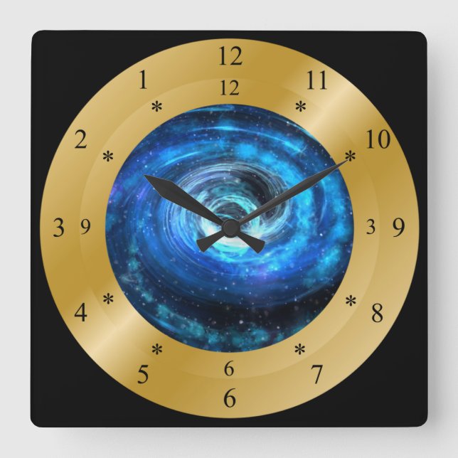 Time Machine Clock ~ Space-Time Continuum ~ Quadratische Wanduhr (Vorderseite)