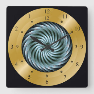 Time Machine Clock ~ Time Warp Whirlpool ~ Quadratische Wanduhr