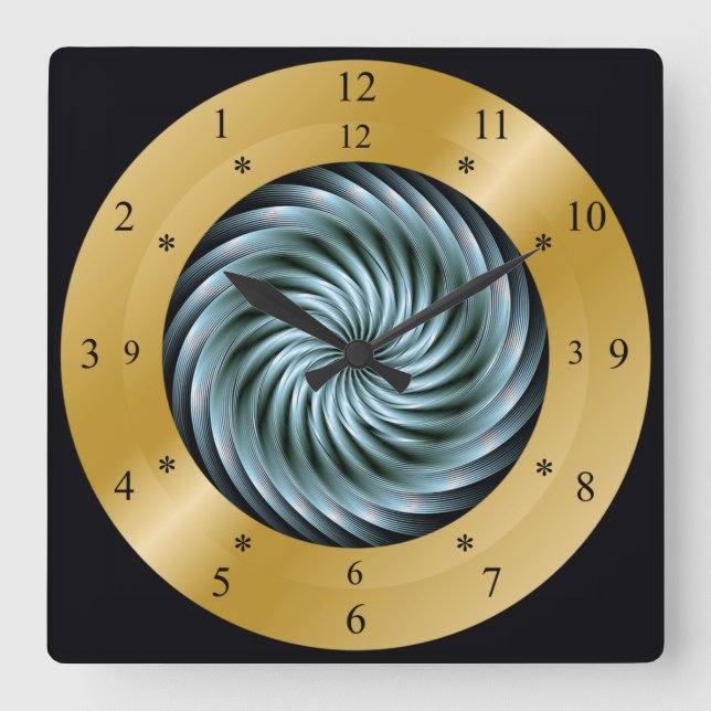 Time Machine Clock ~ Time Warp Whirlpool ~ Quadratische Wanduhr (Vorderseite)