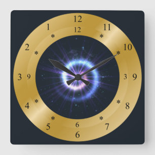 Time Machine ~ Energy Blue Spiral ~ Zeitreise Quadratische Wanduhr