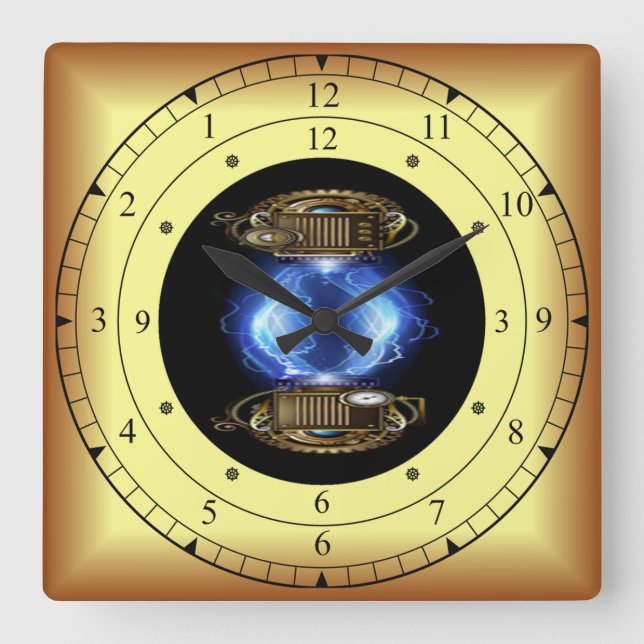 Time Machine Portal ~ Time/Space/ Continuum ~ Quadratische Wanduhr (Vorderseite)