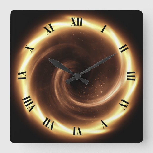 Time Machine ~ Spiralfeuer Vortex ~ Zeitportal ~ Quadratische Wanduhr (Vorderseite)